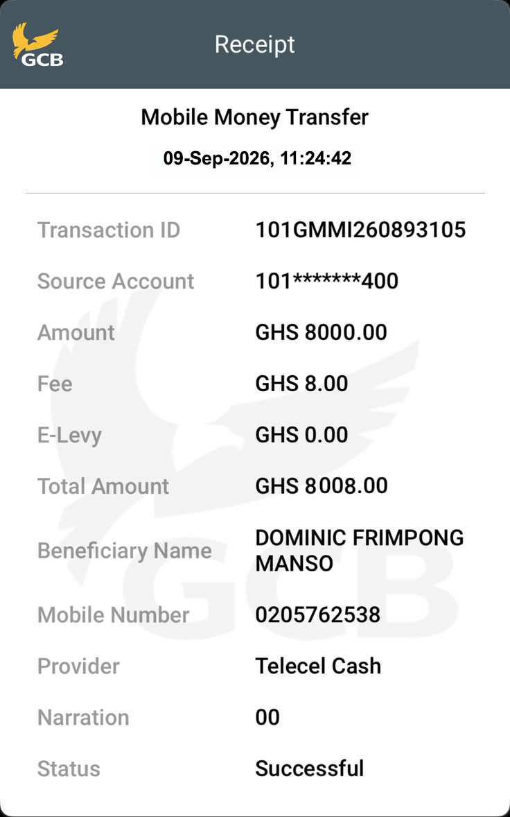 Withdrawal alert proof for Kwame Boateng 🇬🇭